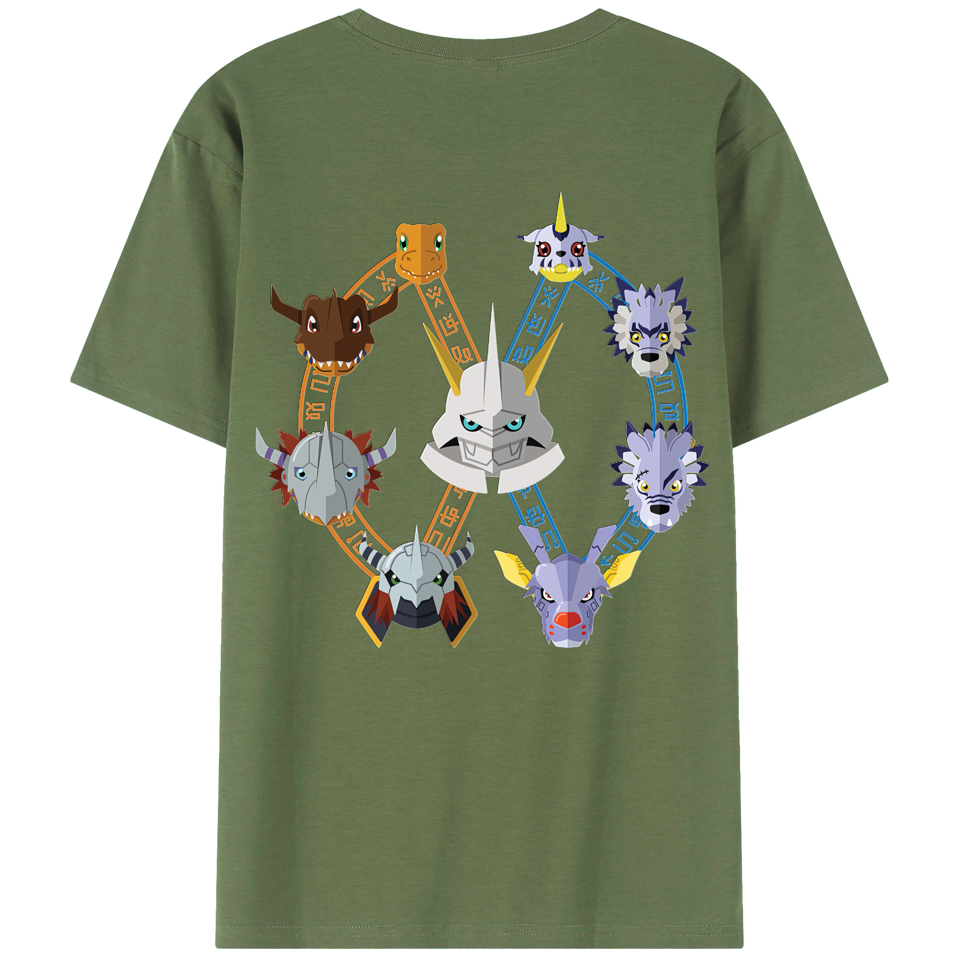 （画像用） Digimon デジタルモンスター/デジモン 綿100％ メンズ半袖Tシャツ（バックプリント） 通気性